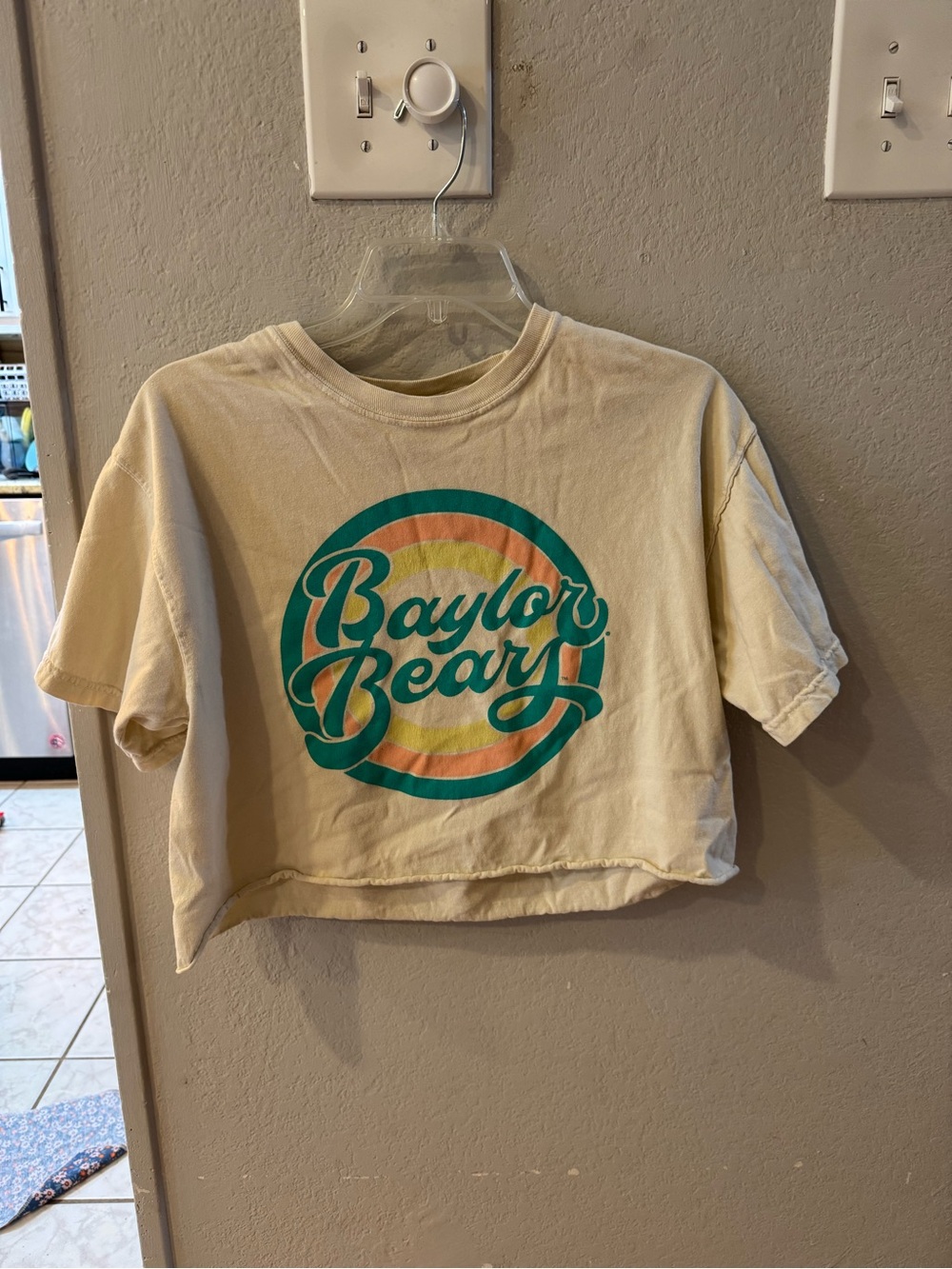 Comfort Colors Cream Tee with Teal and Peach Retro Circle